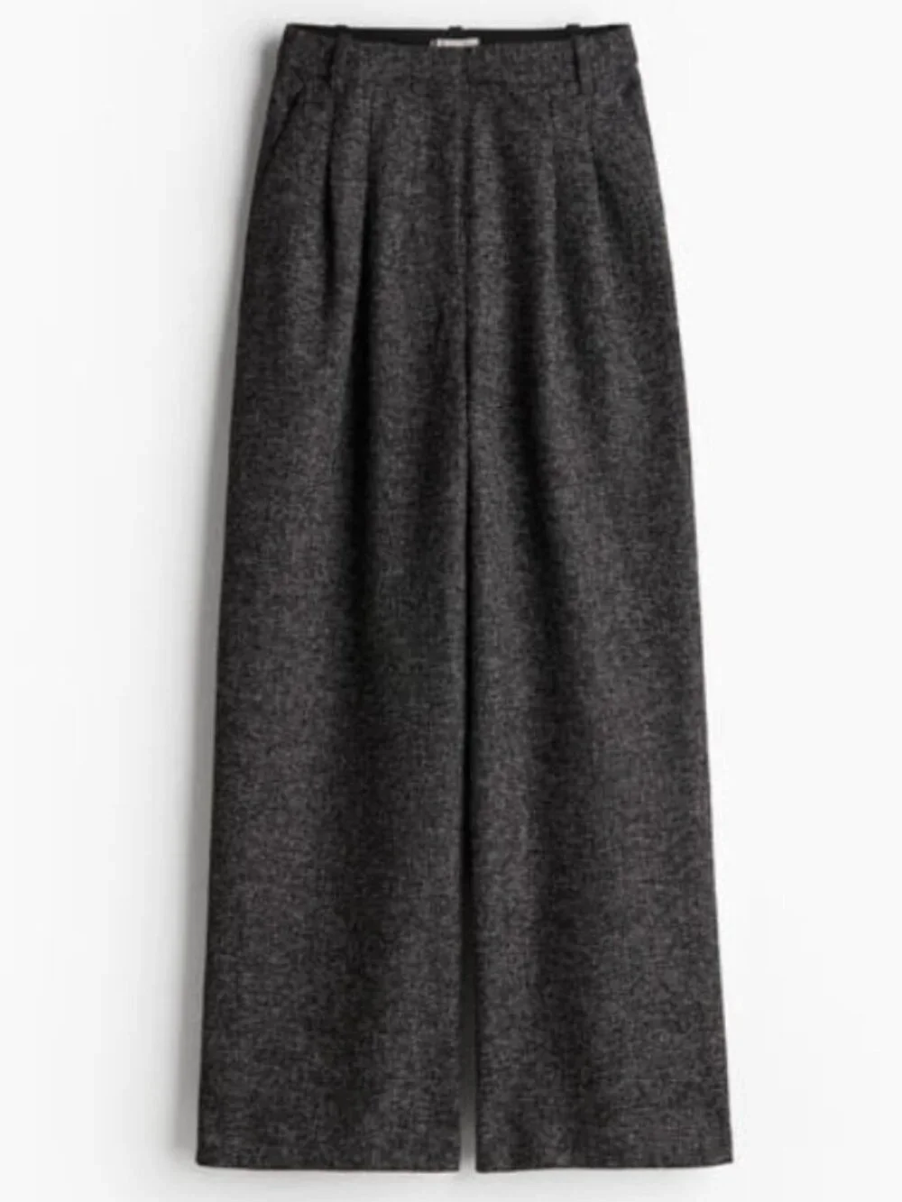 NWT H&M WIDE LEG PANTS IN BLACK MELANGE SIZE 2